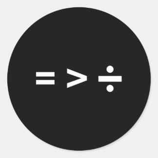 Math Equal Sign größer als Sign Division Sign Runder Aufkleber