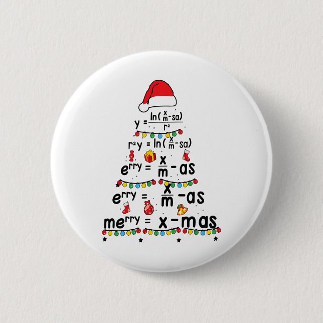 Math Equation Merry X-mas Funny Math Lehrer Chris Button (Vorderseite)