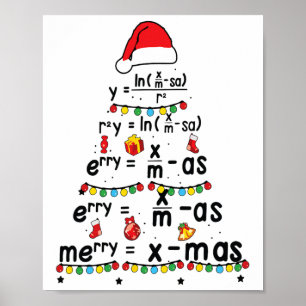 Math Equation Merry X-mas Funny Math Lehrer Chris Poster
