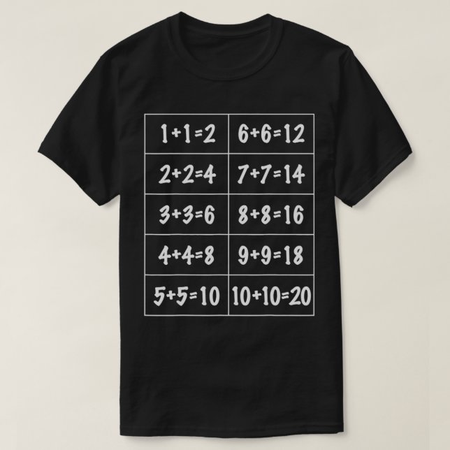 Math-Erste-Klasse-Hilfe, Doppel, Additionsfakte T-Shirt (Design vorne)