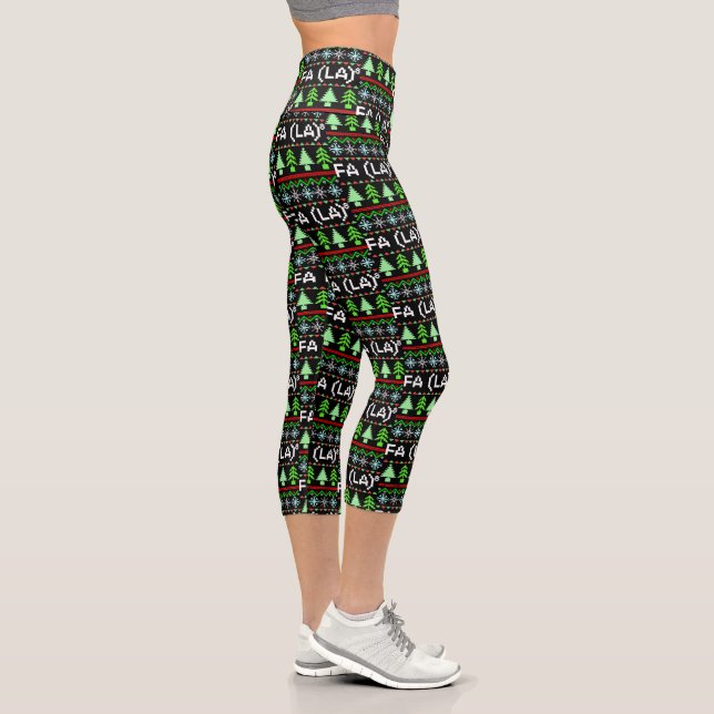 Math Fa La - Christmas Carol Ugly Sweater Style Capri Leggings (Rechts)
