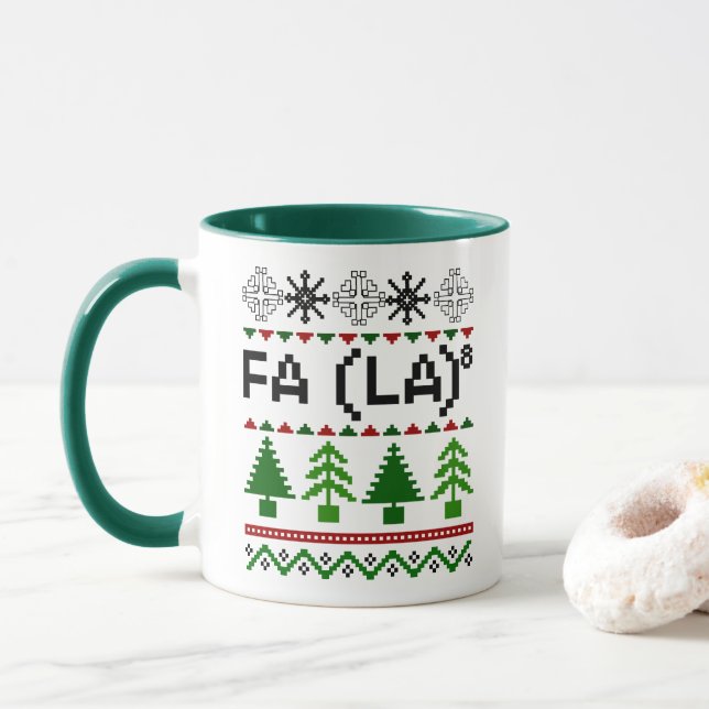 Math Fa La - Christmas Carol Ugly Sweater Style Tasse (Mit Donut)
