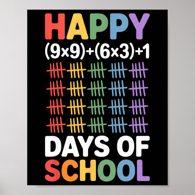 Math Formula 100 Days Of School Funny Math Teacher Poster (Vorne)