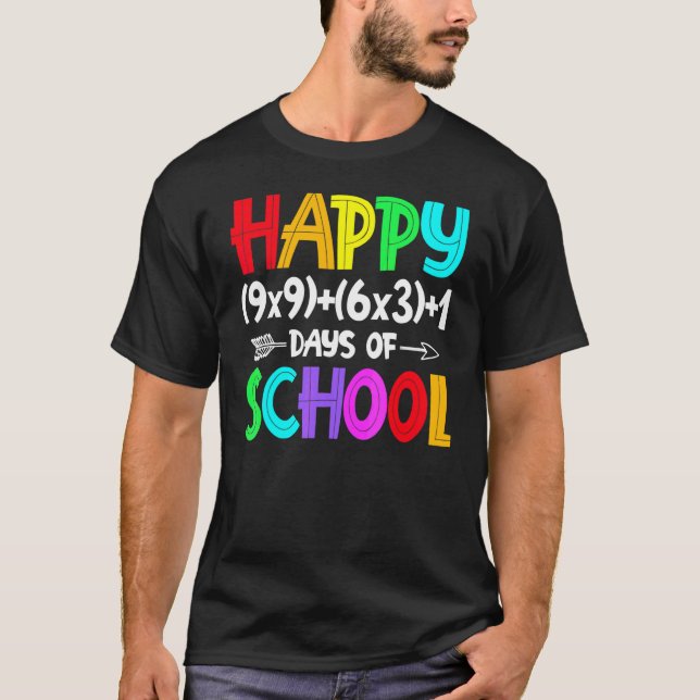 Math Formula 100 Days Of School Funny Math Teacher T-Shirt (Vorderseite)