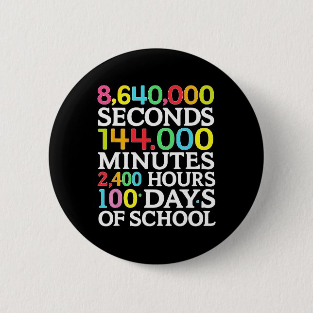 Math Formula 100 Days Of School Math Teacher Kids  Button (Vorderseite)