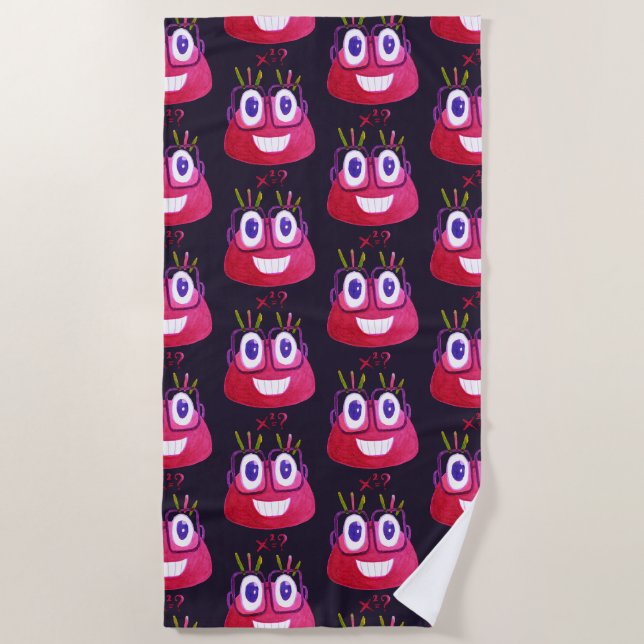 Math Geek Watercolor Candy Character Pattern Strandtuch (Vorderseite)