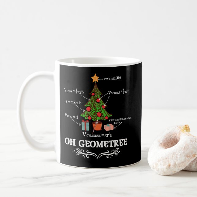 Math Geometry Christmas Tree Geometree Lehrer Kaffeetasse (Mit Donut)
