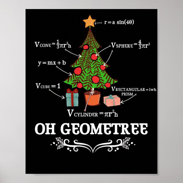 Math Geometry Christmas Tree Geometree Lehrer Poster (Vorne)