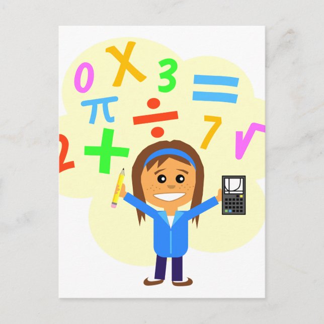 Math Girl Cartoon Postkarte (Vorderseite)