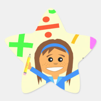 Math Girl Cartoon Stern-Aufkleber