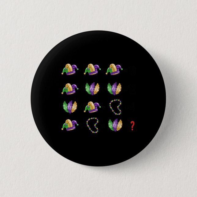 Math Gleichung Mardi Gras Perlen Masken Lehrer Sch Button (Vorderseite)