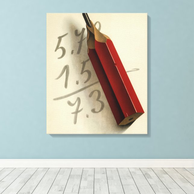 Math-Gleichung mit rotem Stift, Vintages Geschäft Leinwanddruck (Insitu (Holzboden))