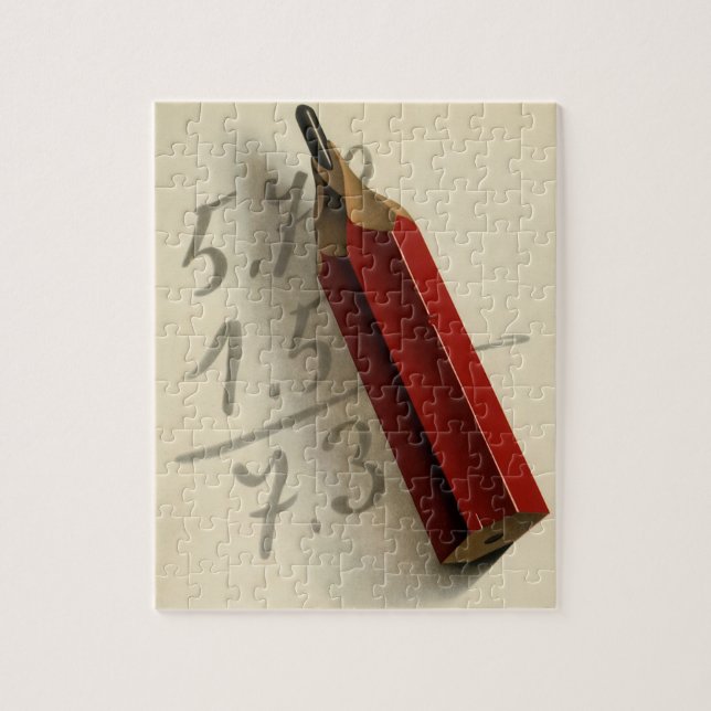Math-Gleichung mit rotem Stift, Vintages Geschäft Puzzle (Vertikal)