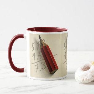 Math-Gleichung mit rotem Stift, Vintages Geschäft Tasse