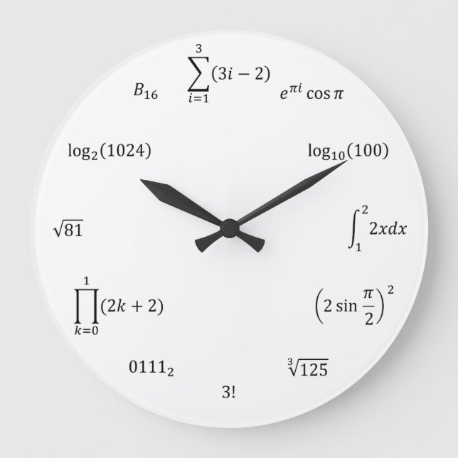 Math-Gleichungen und Notationen Große Wanduhr (Vorderseite)