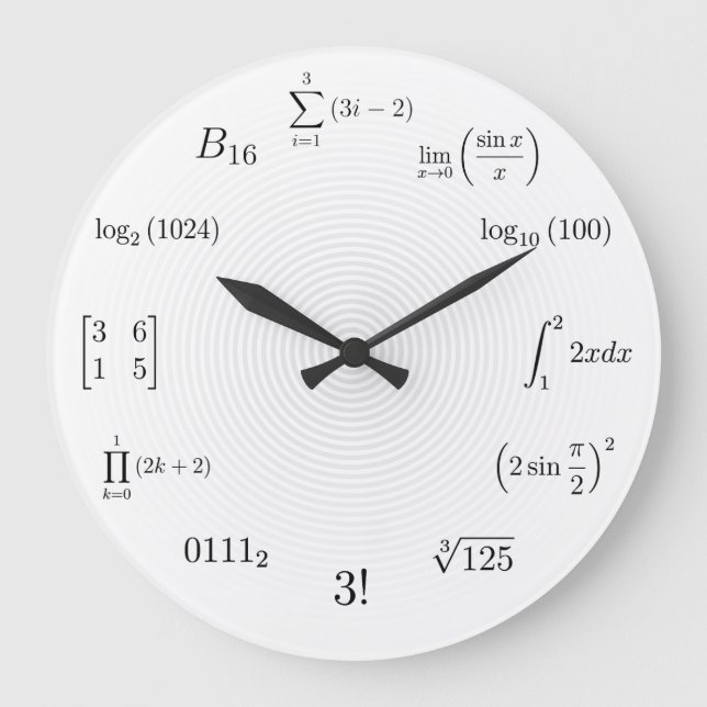 Math-Gleichungen und Notationen Große Wanduhr (Vorderseite)