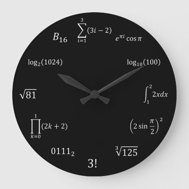 Math-Gleichungen und Notationen Große Wanduhr (Vorderseite)