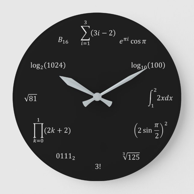 Math-Gleichungen und Notationen Große Wanduhr (Vorderseite)
