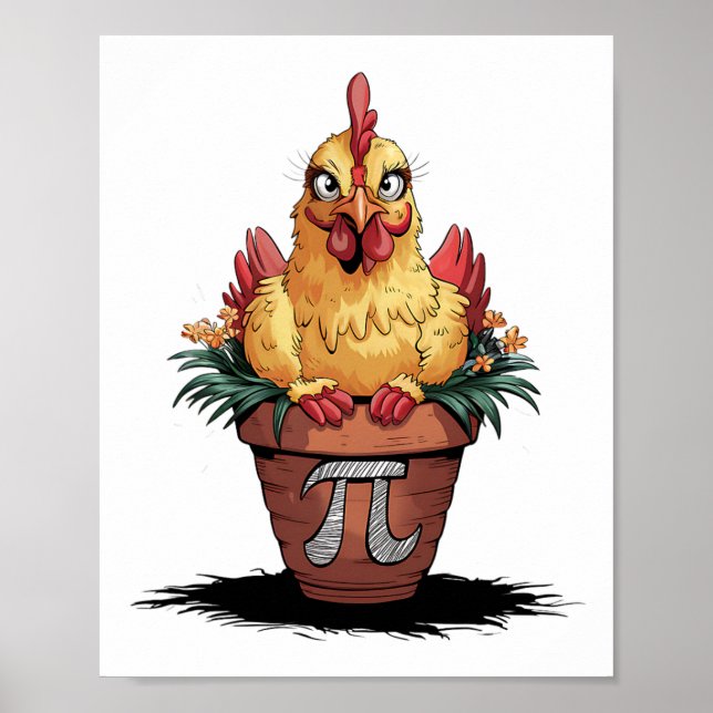 Math Lover Geek 3.14 Funny Chicken Pot Pi Day Poster (Vorne)