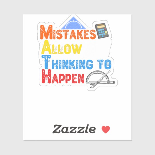 Math. Mistakes Allow Thinking To Happen Aufkleber (Blatt)