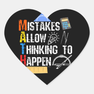 Math. Mistakes Allow Thinking To Happen Herz-Aufkleber