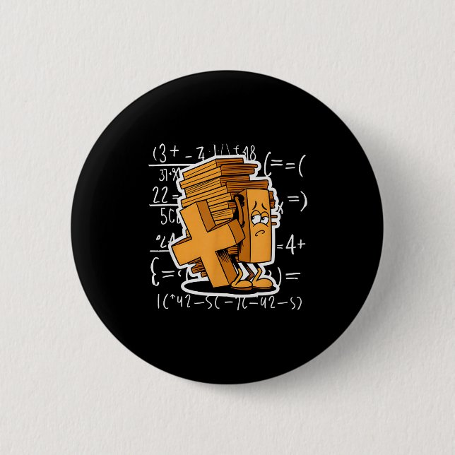Math Overload Funny Equation Cartoon  Button (Vorderseite)