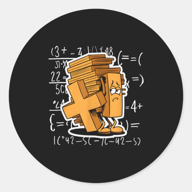 Math Overload Funny Equation Cartoon  Runder Aufkleber (Vorderseite)