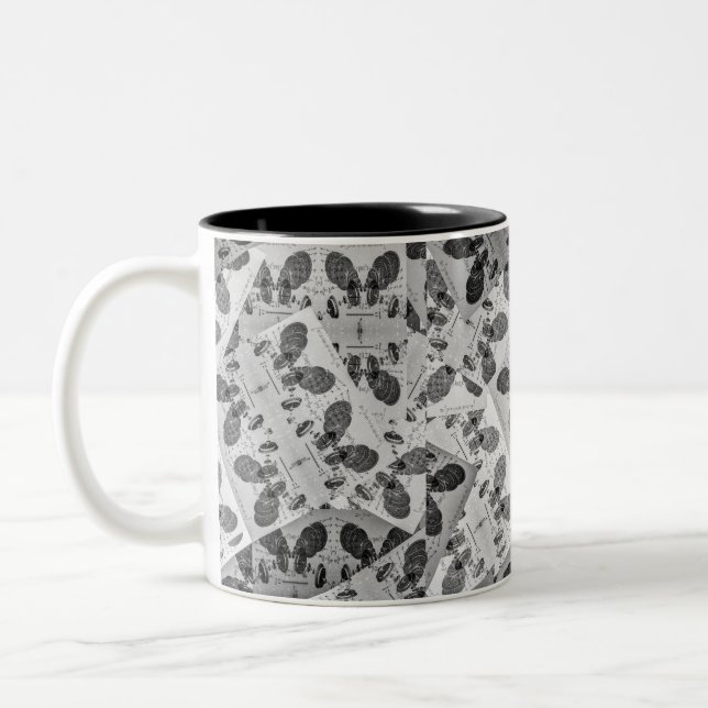 Math Patchwork schwarz-weiß Zweifarbige Tasse (Links)