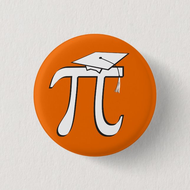 Math Pi Graduate © - Orange und Weiß Button (Vorderseite)