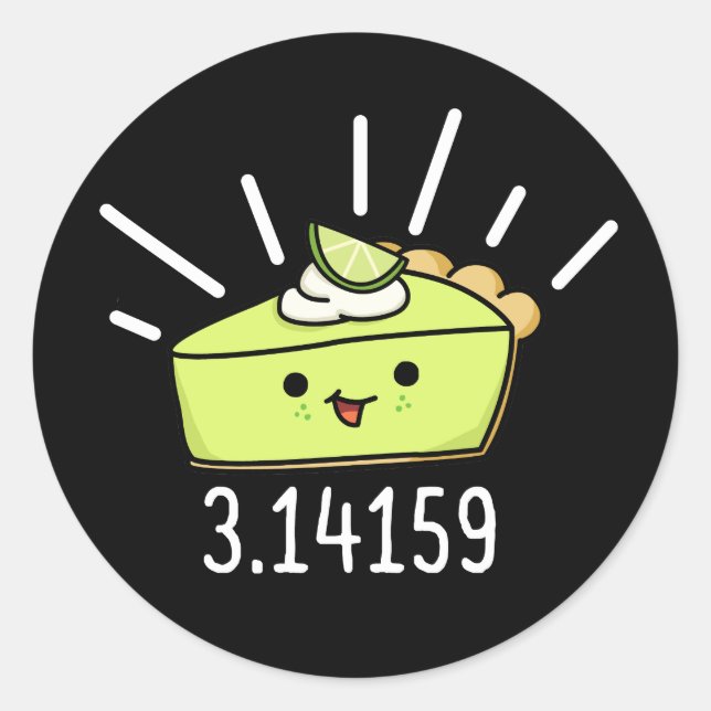 Math Pi Number Funny Pie Pun Dark BG Runder Aufkleber (Vorderseite)