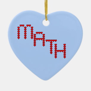 Math Red Hearts Text Keramik Ornament