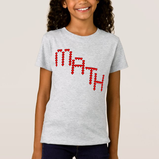 Math Red Hearts Text T-Shirt (Vorderseite)