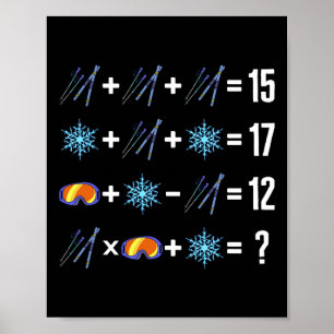 Math Reihenfolge der Operation Skiing Snow Flakes Poster