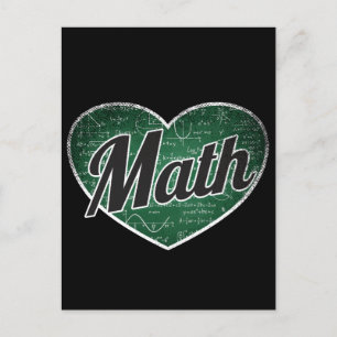 Math Retro Heart Blackboard Liebe Postkarte