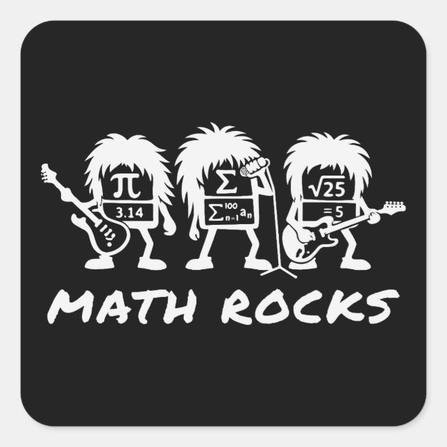 Math Rocks Academic Rock Band Humor Quadratischer Aufkleber (Vorderseite)