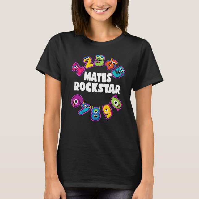 Math Rockstar Kids Cool Monster Numbers Math T-Shirt (Vorderseite)