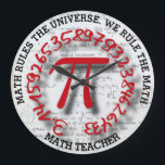 Math School College Or University Teacher Große Wanduhr<br><div class="desc">Math School College Or University Teacher with red Pi and handwritten numbers. You can customize it with your own text or name</div>