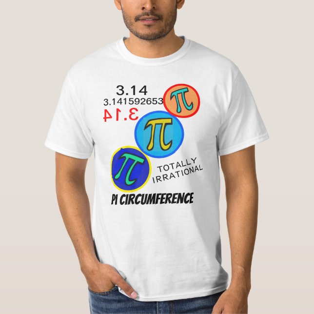 Math Spaß 3.14 Pi Orange Yellow Blue T-Shirt (Vorderseite)