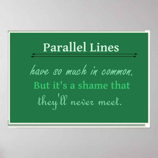 Math Spaß Quote Parallel Lines Poster (Vorne)