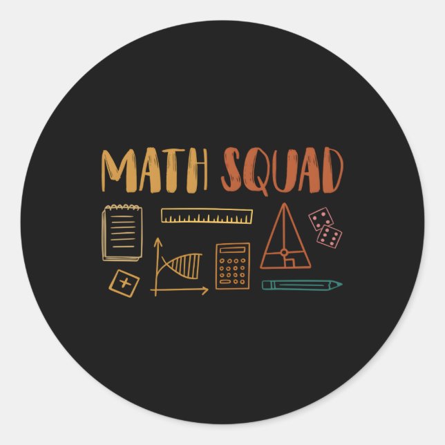 Math Squad Math Lehrer Mah Runder Aufkleber (Vorderseite)