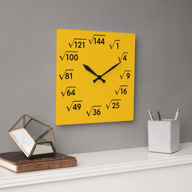 Math Square Root Wall Clock Quadratische Wanduhr (Büro)