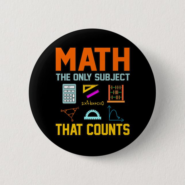 Math Subject zählt Mathematiatic Math Teacher Button (Vorderseite)