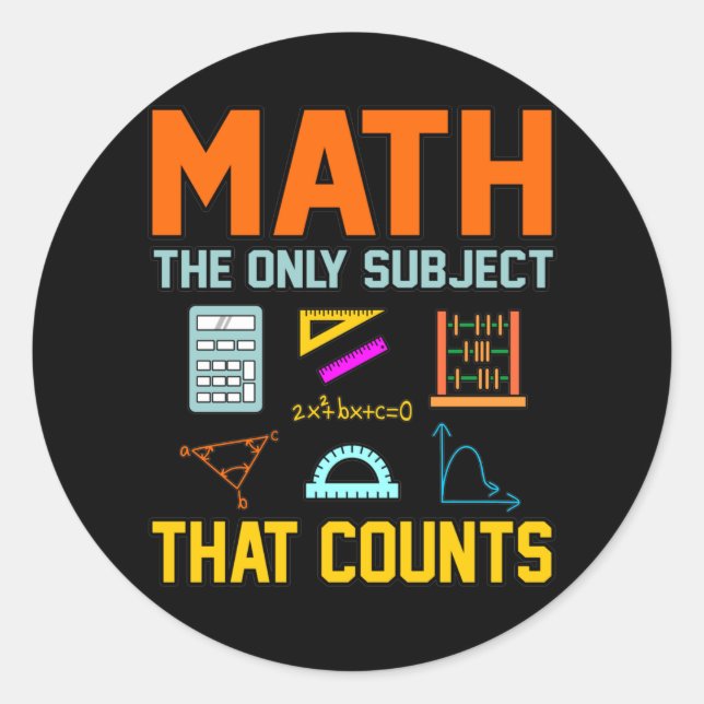 Math Subject zählt Mathematiatic Math Teacher Runder Aufkleber (Vorderseite)