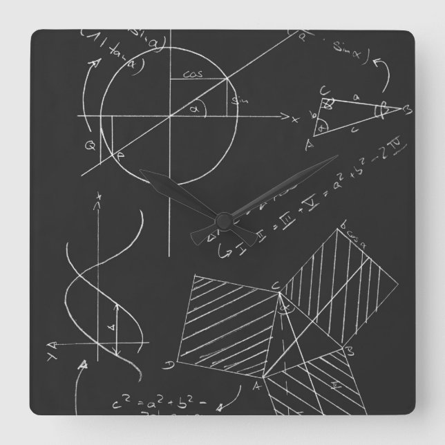 Math-Tafel Quadratische Wanduhr (Vorderseite)