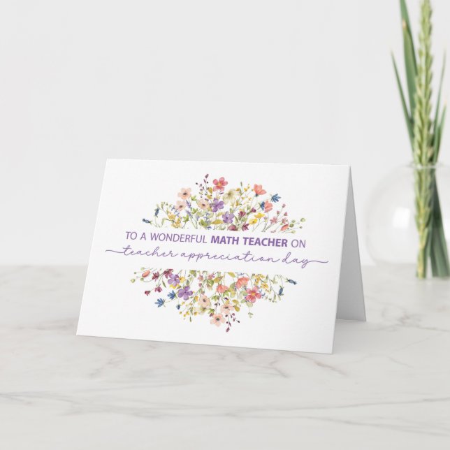 Math Teacher Apprecision Day Delicate Wildblumen Karte (Vorderseite)