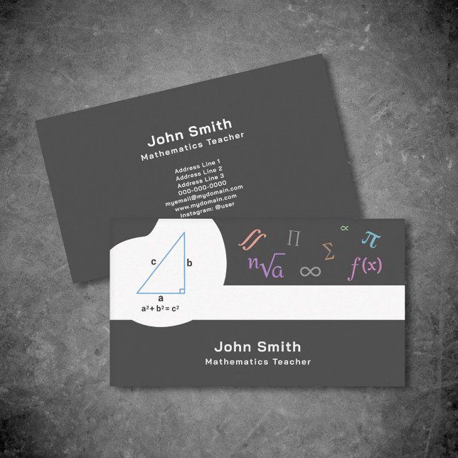 Math Teacher Business Card mit Mathematik-Symbol Visitenkarte (Math Teacher Business Card)