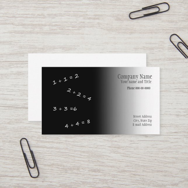 Math Teacher Business Card Visitenkarte (Vorderseite/Rückseite Beispiel)