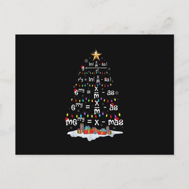 Math Teacher Christmas Tree Funny Christmas Math F Postkarte (Vorderseite)
