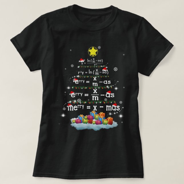 Math Teacher Christmas Tree Funny Christmas Math f T-Shirt (Design vorne)