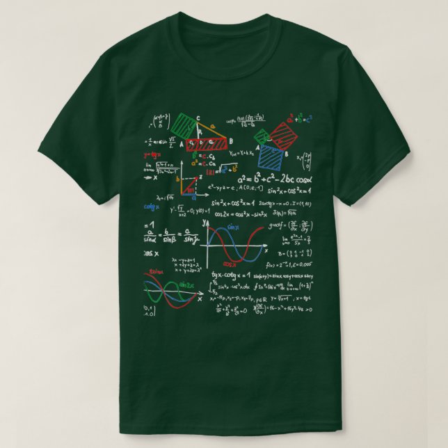 Math Teacher formas Cheat Sheet Cool Geek Nerd 1 T-Shirt (Design vorne)